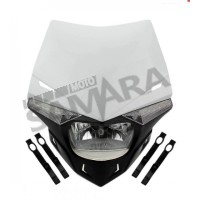 Μάσκα ENDURO με φανάρι και φλας άσπρη
