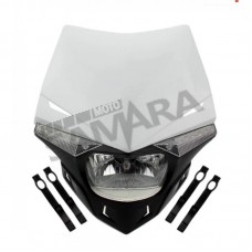 Μάσκα ENDURO με φανάρι και φλας άσπρη