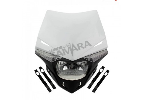 Μάσκα ENDURO με φανάρι και φλας άσπρη