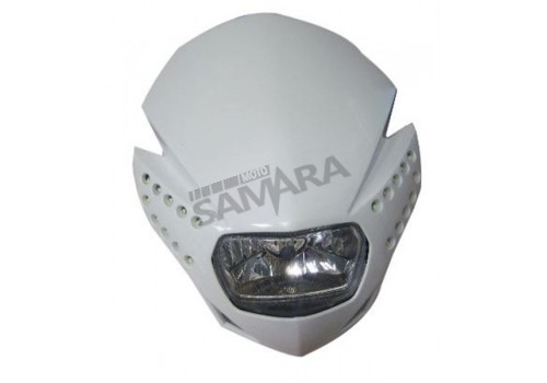 Μάσκα ENDURO άσπρη με LED φλας